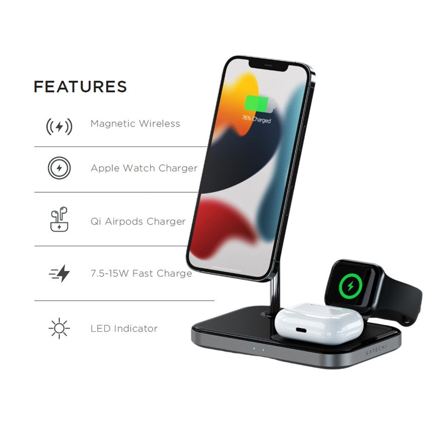 3-in-1 MagSafe Wireless Charging Station – For iPhone, Apple Watch & AirPods
