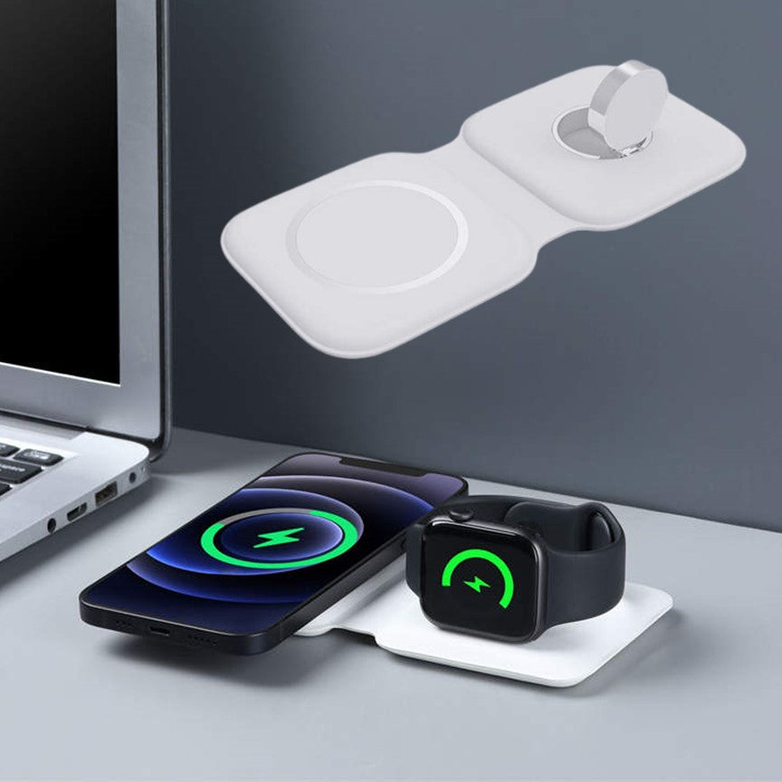 MagSafe Duo Wireless Charger – For iPhone, Apple Watch & AirPods (2-in-1 Foldable Design)
