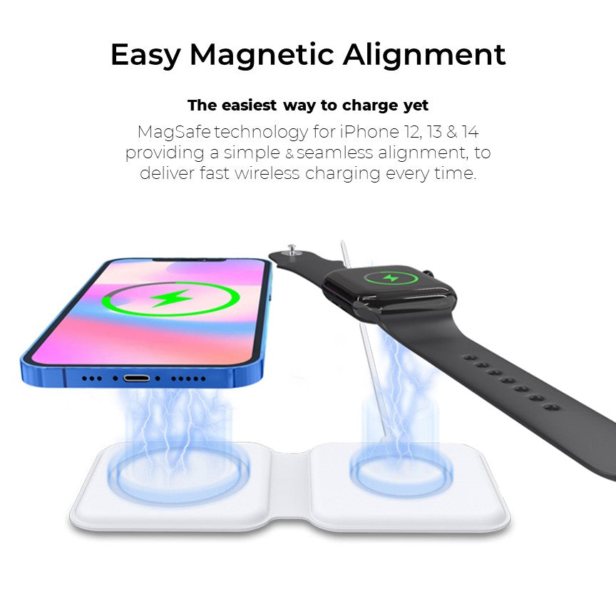 MagSafe Duo Wireless Charger – For iPhone, Apple Watch & AirPods (2-in-1 Foldable Design)