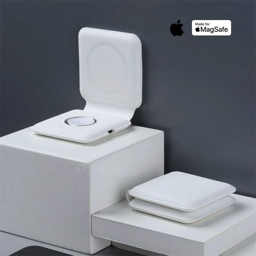 MagSafe Duo Wireless Charger – For iPhone, Apple Watch & AirPods (2-in-1 Foldable Design)