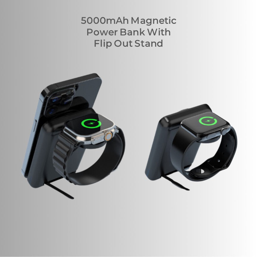 MagSafe Foldable Wireless Charger with Detachable Power Bank – All-in-One Charging for iPhone, Watch & AirPods