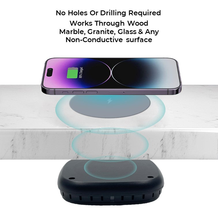 🌀 Invisible Under-Desk Wireless Charger – Hidden Fast Charging for All Qi Devices