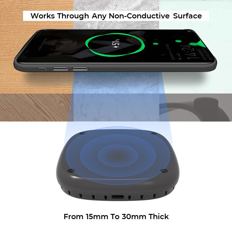 🌀 Invisible Under-Desk Wireless Charger – Hidden Fast Charging for All Qi Devices