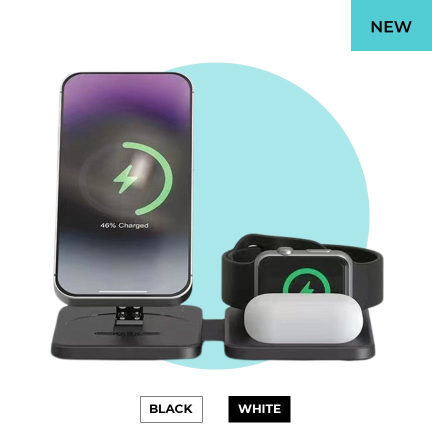 3-in-1 MagSafe Wireless Charging Station for iPhone, Watch & AirPods