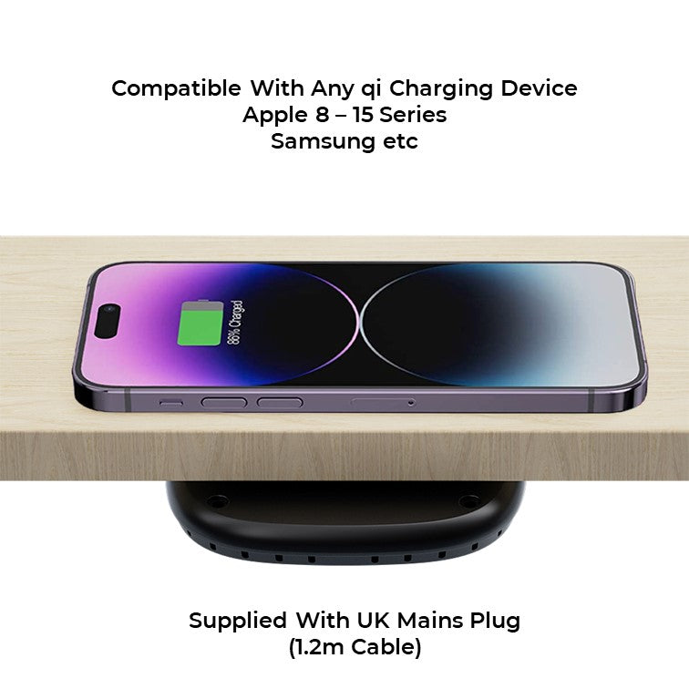 🌀 Invisible Under-Desk Wireless Charger – Hidden Fast Charging for All Qi Devices