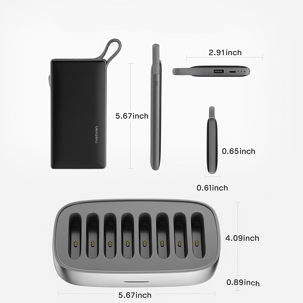 8x MagSafe 10,000mAh Power Banks with Smart Touch Charging Dock – For iPhone & Qi Devices