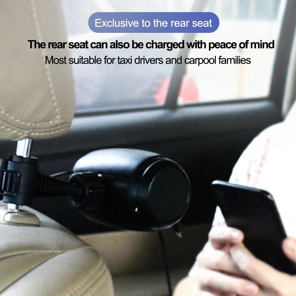 3-in-1 Retractable Backseat Car Charging Station โ Fast Charging for Everyone on the Go