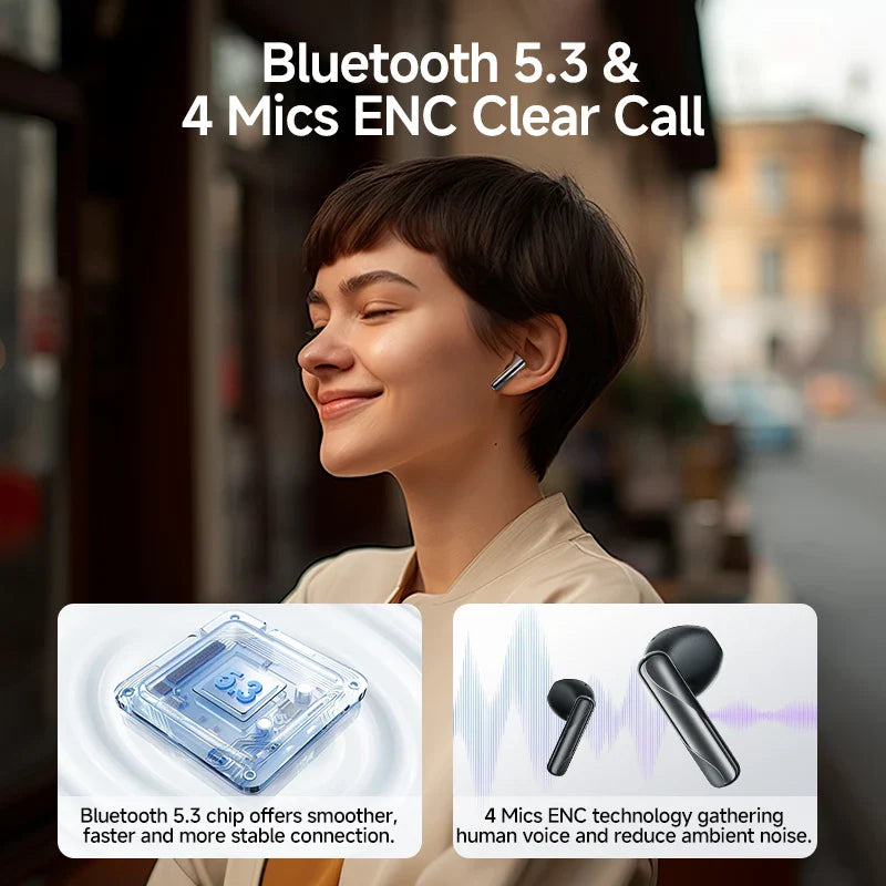 Wireless Bluetooth 5.3 Earphones with ENC Noise Cancellation ā Perfect for Music & Gaming