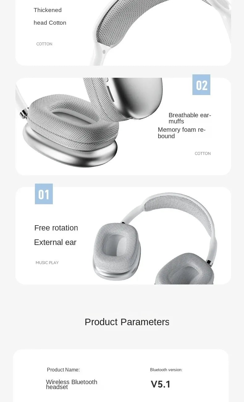 Pro Max Air Wireless Bluetooth Headphones ā Studio Sound, All-Day Comfort