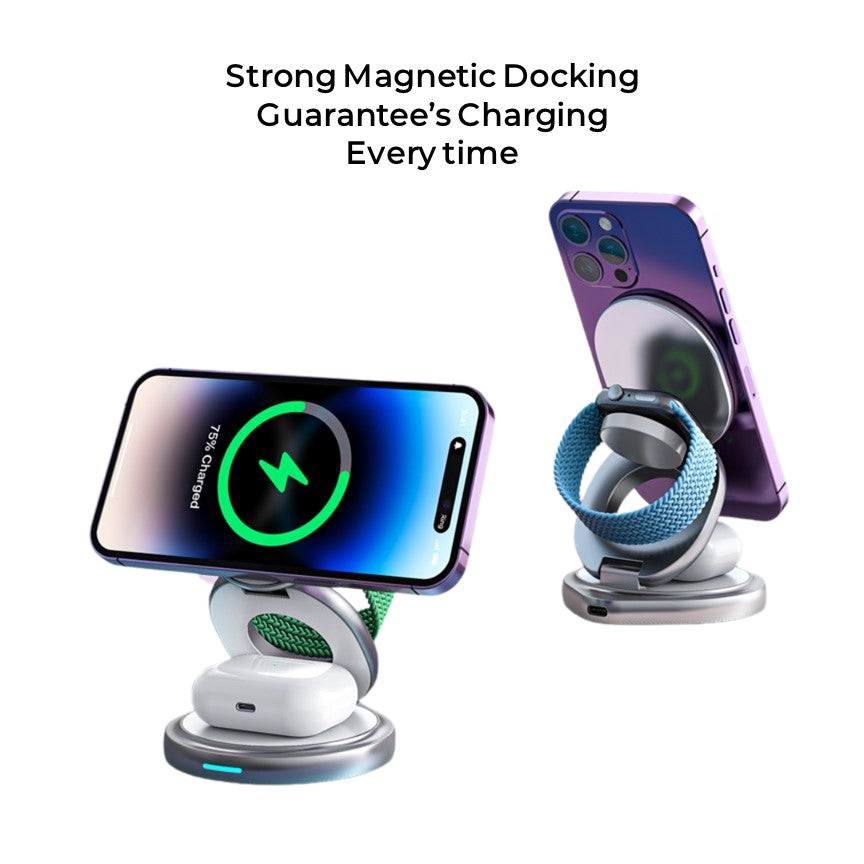 Apple 3-in-1 Foldable MagSafe Wireless Charger – Compact Charging for iPhone, Watch & AirPods