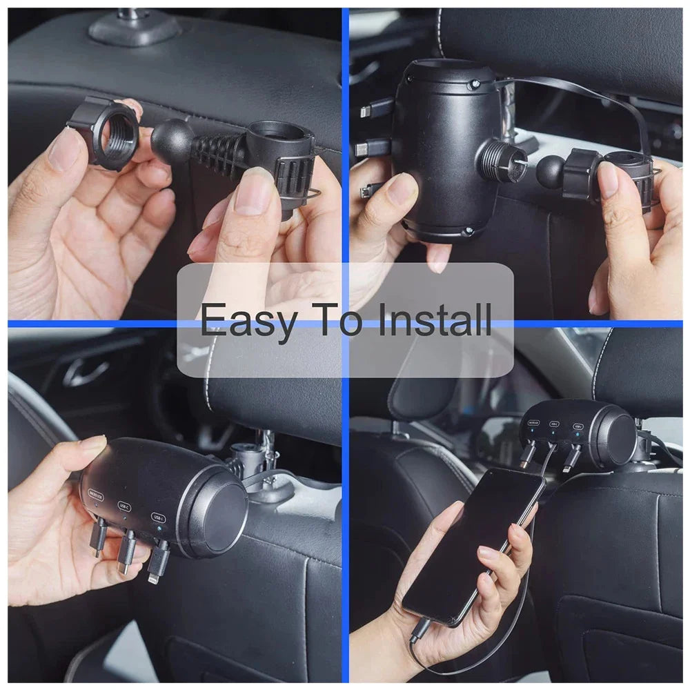3-in-1 Retractable Backseat Car Charging Station โ Fast Charging for Everyone on the Go