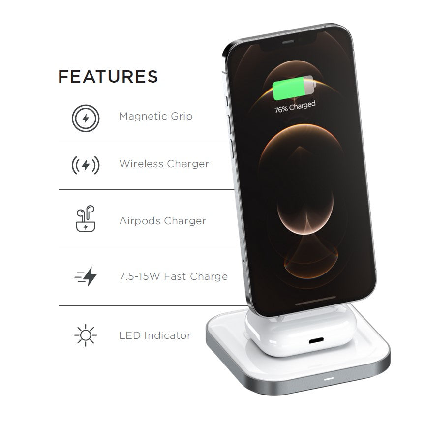 2-in-1 MagSafe Wireless Charger – For iPhone & AirPods with Fast Charging