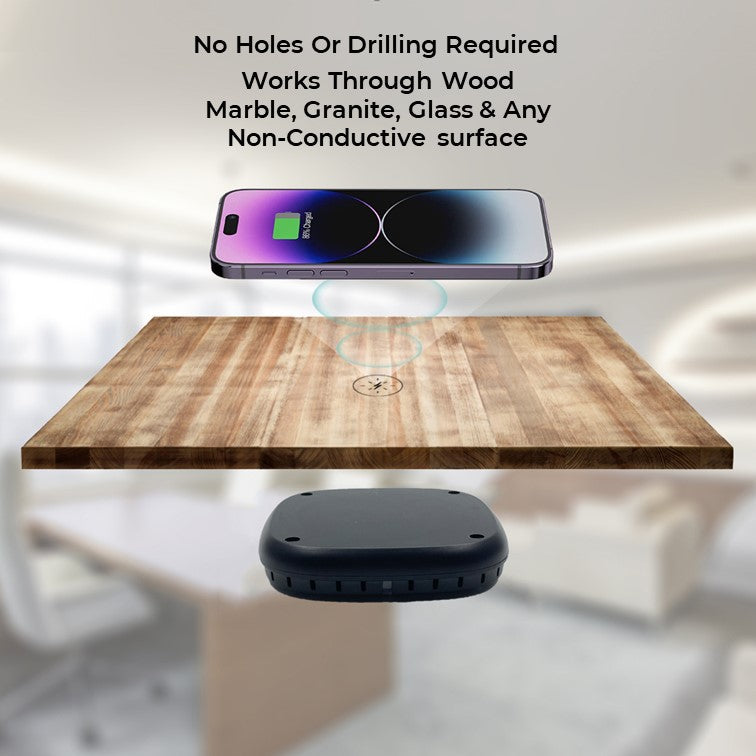 🌀 Invisible Under-Desk Wireless Charger – Hidden Fast Charging for All Qi Devices
